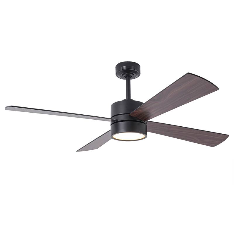 52" Black/ Distressed Brass Smart Dimmable RGB Ceiling Fan with Remote and App Control