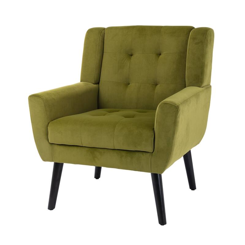 Modern Soft Velvet Armchair, Ergonomics Accent Chair W/Curved Back, Upholstered Single Sofa With 250 Lbs Weight Capacity
