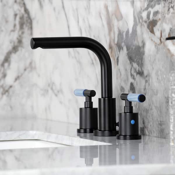 slide 2 of 36, Kingston Brass Synchronous Two-Handle 3-Hole Deck Mount Widespread Bathroom Faucet with Brass Pop-Up Drain