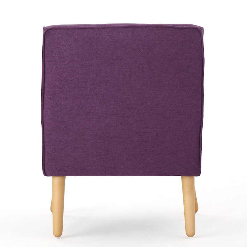 Roomfitters Upholstered Accent Armchair with Button Tufted Back and Wooden Legs, Modern Lounge Chair for Living Room or Bedroom