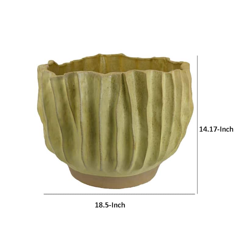 Esam Decorative Planter, Textured Ceramic, 19 Inch Yellowish Green