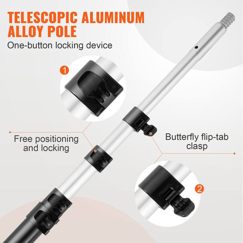 Black Long Reach Tree Pruner with Telescopic Pole 20 Feet Hand Saw for High and Low Branch Cutting - 4.9-20 ft
