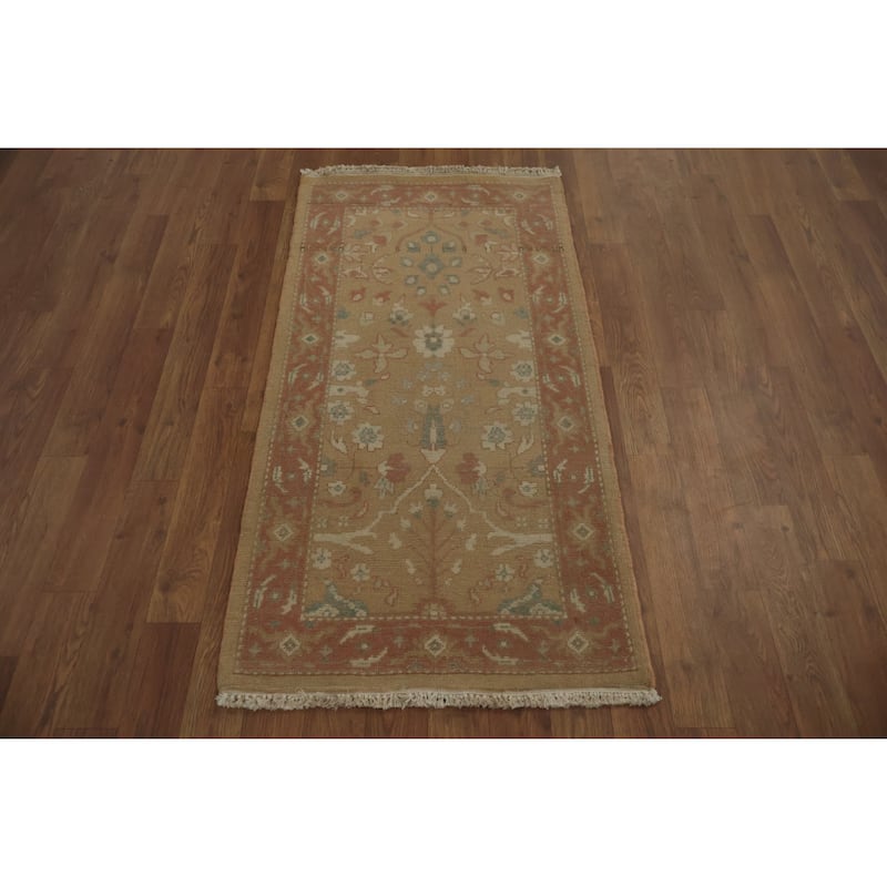 Hand Knotted Oriental 100% Wool Carpet Traditional All-Over Brown Ziegler Area Rug - 3' 10'' X 2' 0''