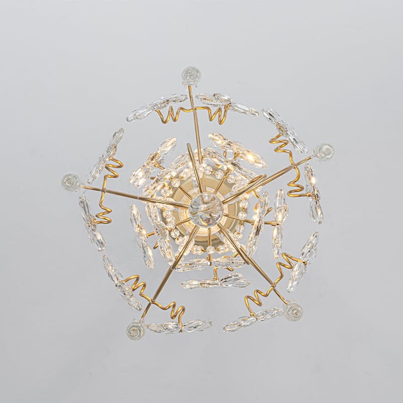 Vintage Luxe 1-Light Cutting Crystal Flower Decor Gold Chandelier