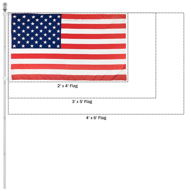6ft Flag Pole Kit - Stainless-Steel Flagpole with Rotating Rings to Prevent Tangles by Pure Garden (Silver)