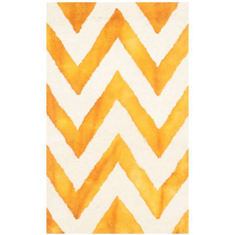 SAFAVIEH Dip Dye Erkhild Hand-tufted Wool Chevron Area Rug - 2' x 3' - Ivory/Gold