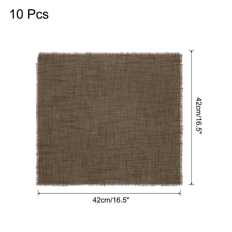 10pcs Cloth Napkins 16.5x16.5 Inches Cotton Linen Napkins with Fringe - Coffee