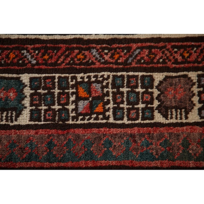Ardebil Persian Vintage Runner Rug Hallway Handmade Wool Carpet - 3'2"x 11'5"