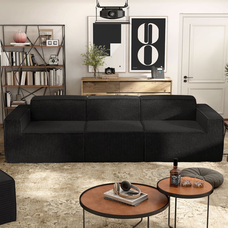 Furniture of America Navir Modern 3-Piece Chenille Foam Modular Sofa