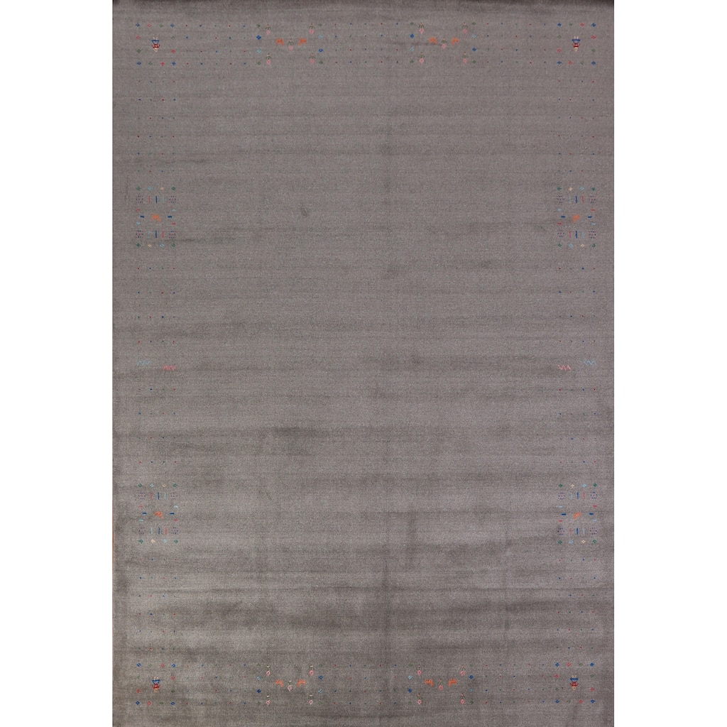 Tribal Gabbeh Indian Area Rug Hand-Knotted Contemporary Wool Carpet - 8'11" x 12'1"