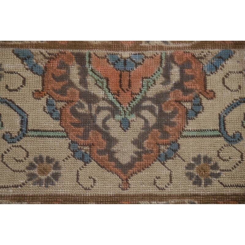 Hand Knotted Oriental 100% Wool Carpet Traditional Floral Beige & Ivories Tabriz Area Rug - 12' 9'' X 9' 9''