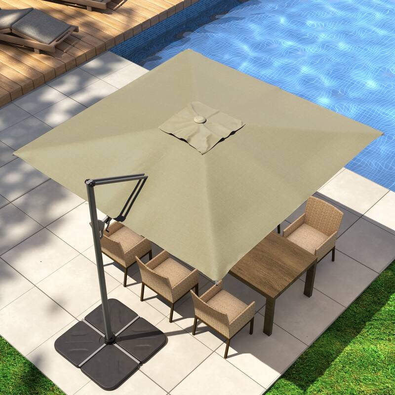 Outdoor 10FT 360 Degree Rotation Double Top Cantilever Umbrella