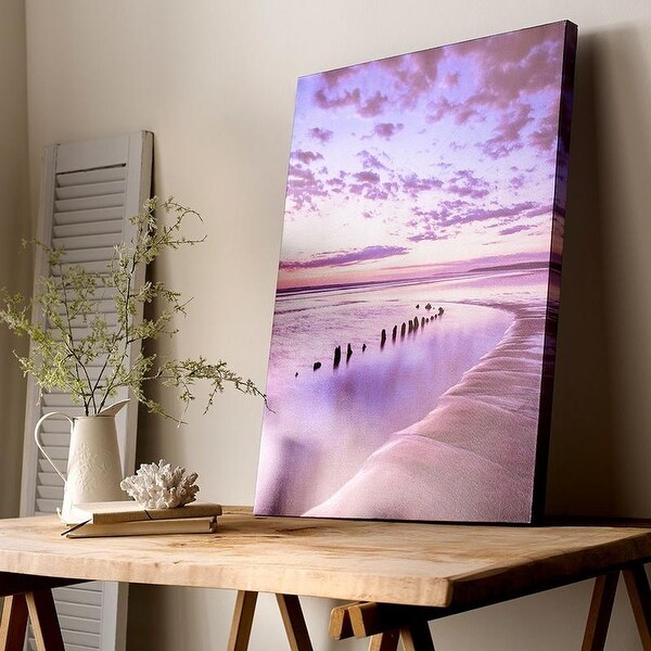 Shop Metallic Serenity Shores Printed Canvas Wall Art Blue Overstock 29118932