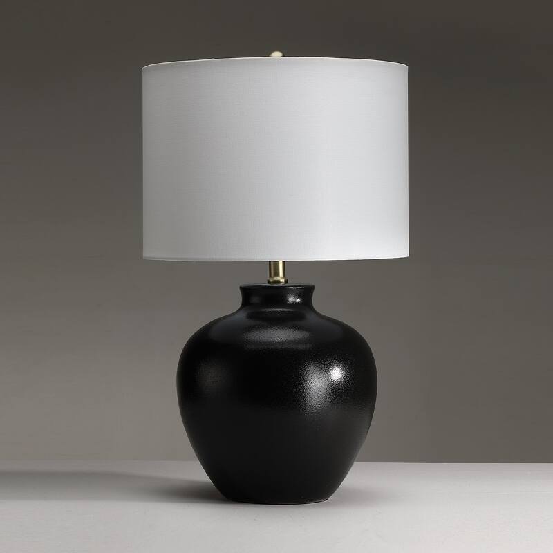 3-Way Ceramic Table Lamp with Drum Shade - 23 in. H
