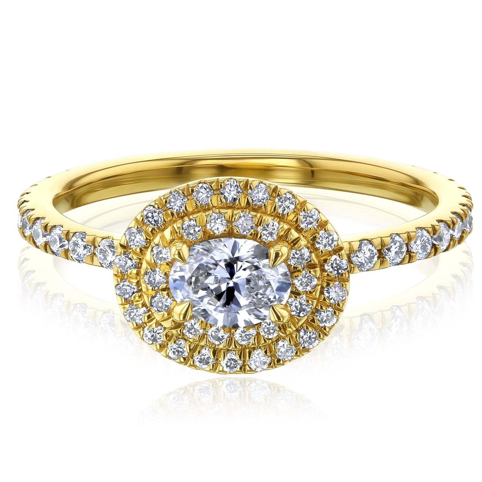 Kobelli 0.8 Carat Lab Grown Diamond 14k Solid Gold Oblong Cluster Near Eternity Engagement Ring (DEF/VS)