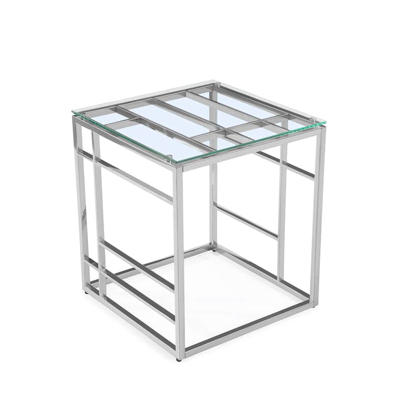 Somette 20" Square Glass Top with Ladder Style Frame