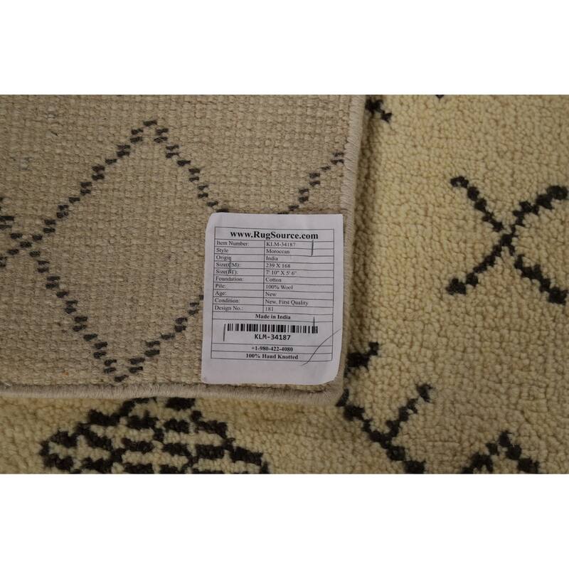 Trellis Moroccan Oriental Area Rug Handmade Bedroom Wool Carpet - 5'6" x 7'10"