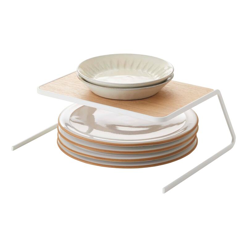 Yamazaki Home Dish Riser - 2 Sizes, Steel and Wood, Large, Holds 3.3 lbs