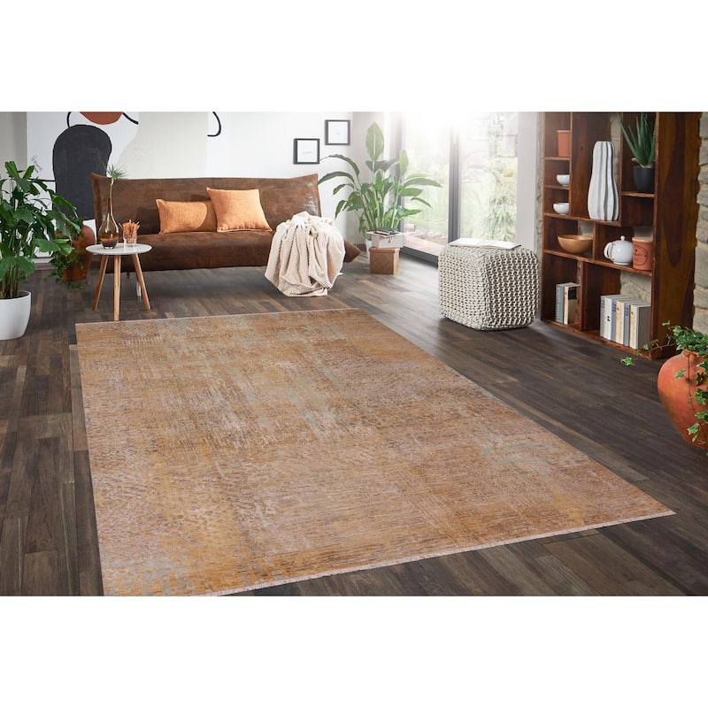 Modern Ziegler Denise Tan Blue Wool&Silk Rug - 9'1'' x 12'5''