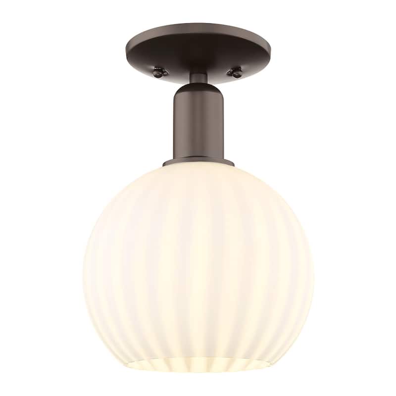 Innovations Lighting 716-1C-12-8 White Venetian Semi-Flush White - Oil Rubbed Bronze / White Venetian