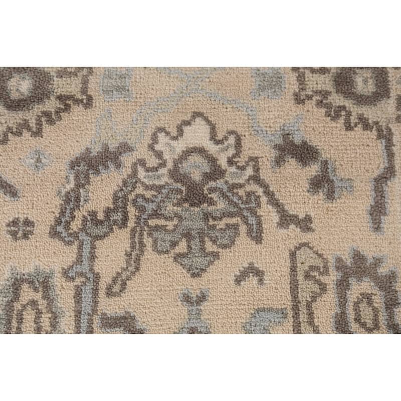 Earth Tone Oushak Indian Runner Rug Hand-Knotted Wool Carpet - 2'6" x 7'11"