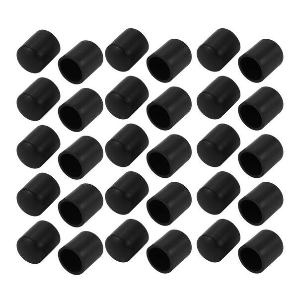 30pcs 12mm Diameter Tube Insert Chair Leg Cap Round Black PVC Tubing