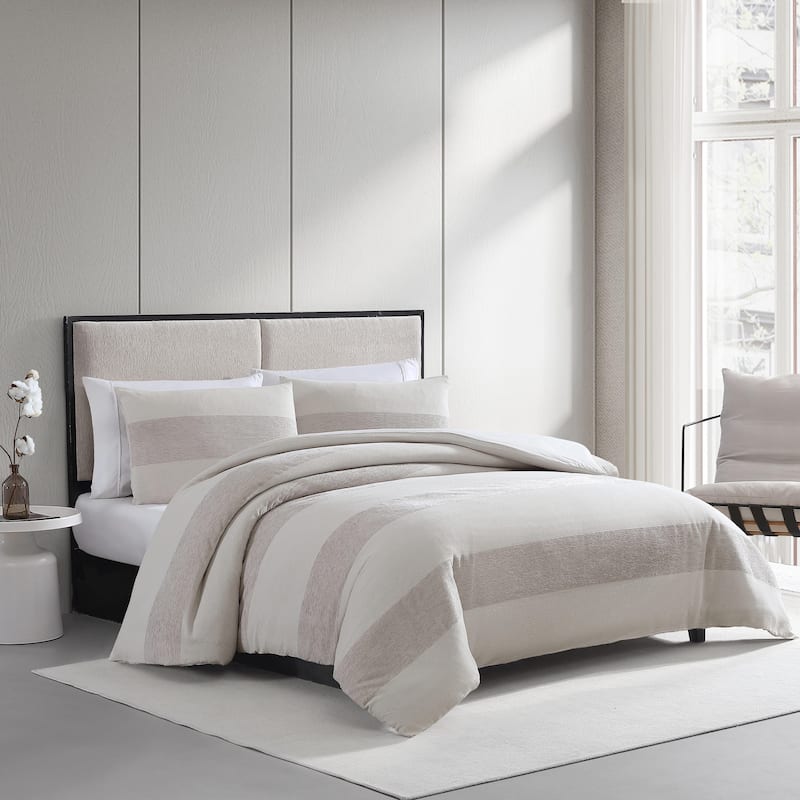 Vera Wang Chenille Waffle Stripe Beige Comforter Set