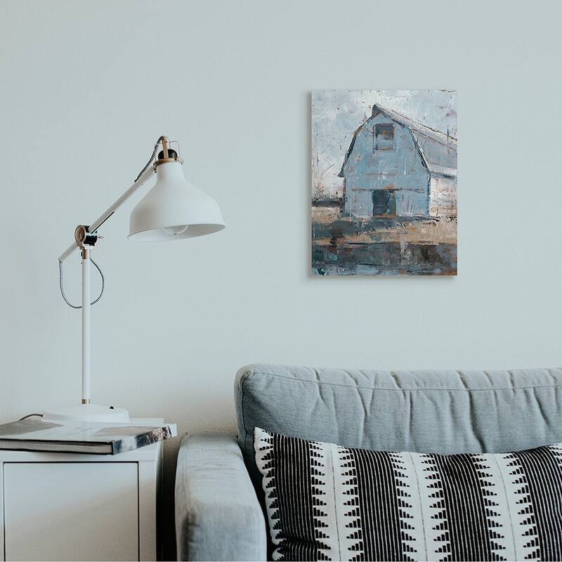 Stupell Abstract Distressed White Barn Farm Architecture Canvas Wall Art