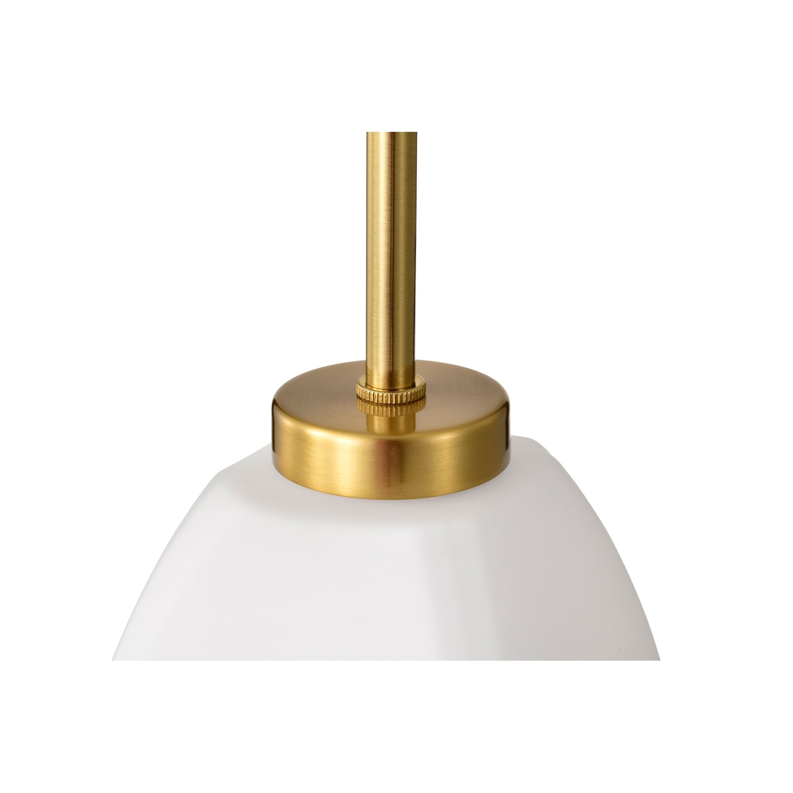 1-Light Gold Finish Mini Pendant with Pyramid Shaped Etched White