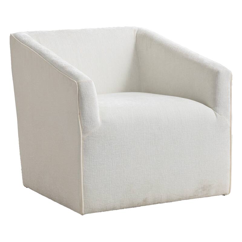 White 31" Chenille Barrel Arm Chair