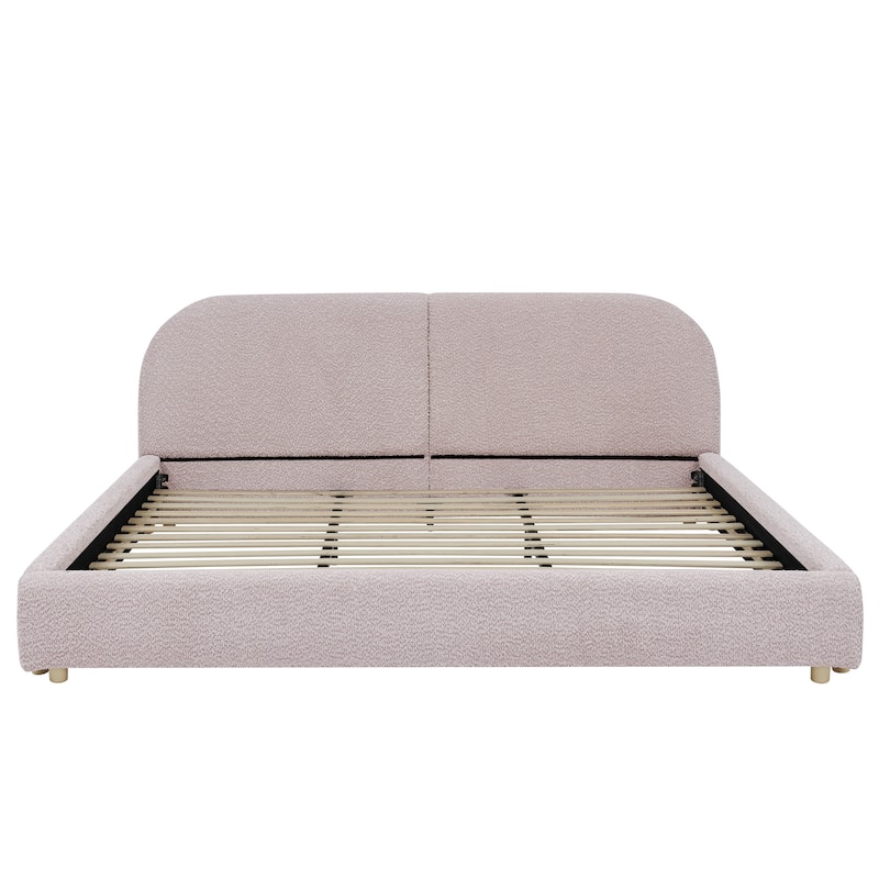 King Size Upholstered Bed Frame with Tall Headboard