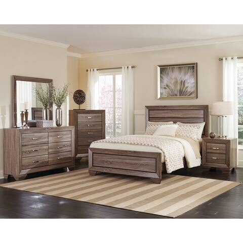 Kauffman Washed Taupe 4-piece Bedroom Set with Storage Bed
