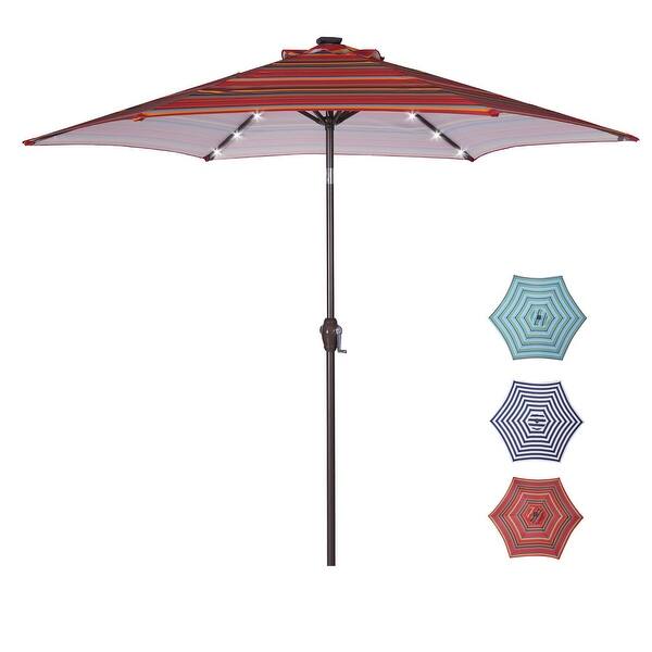 aqua patio umbrella with lights Maypex 9-foot Solar Led Lighted Patio Umbrella with Crank and Tilt