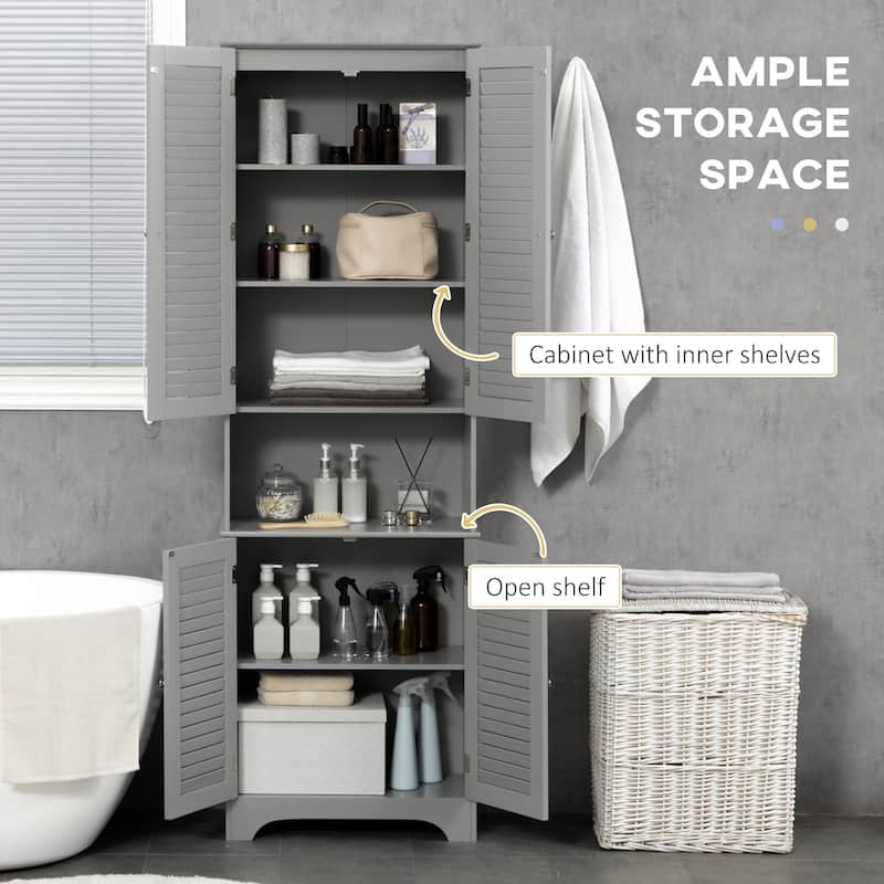 Tall Bathroom Cabinet with Adjustable Shelves Anti Tilt Design and Space Saving Storage - 23.5" W x 11.75" D x 71.75" H