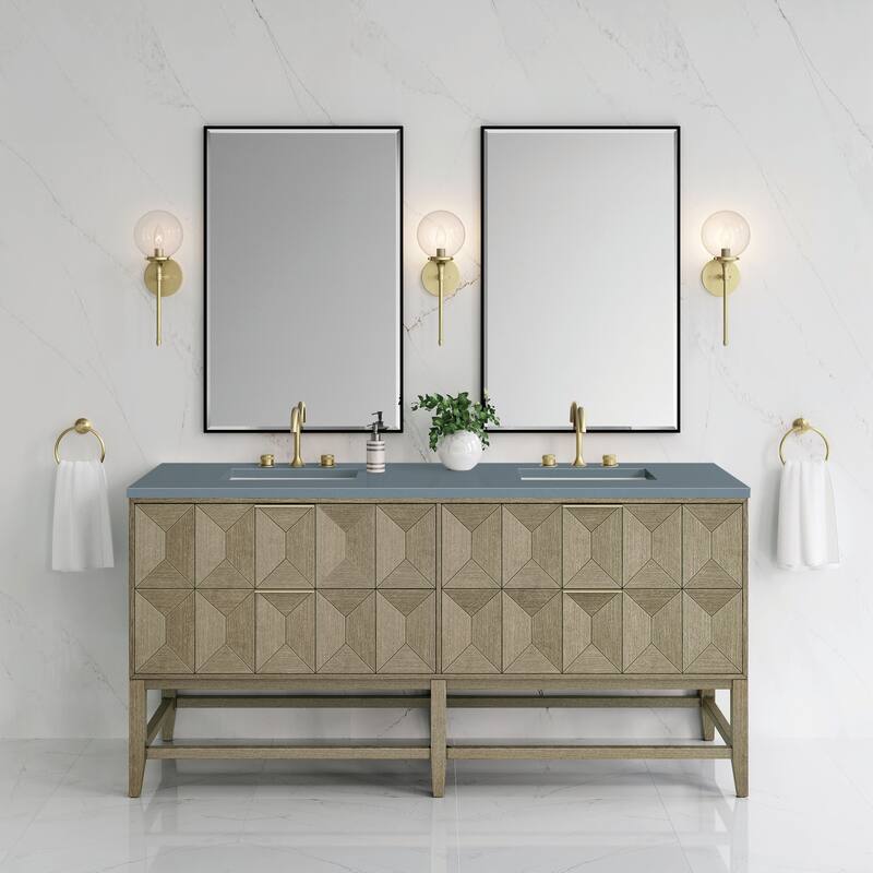 James Martin Vanities Emmeline 72" Double Vanity, Pebble Oak