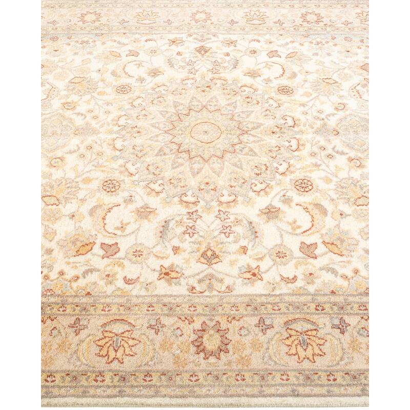 Overton Hand Knotted Wool Traditional Oriental Ivory Area Rug - 5' x 8'