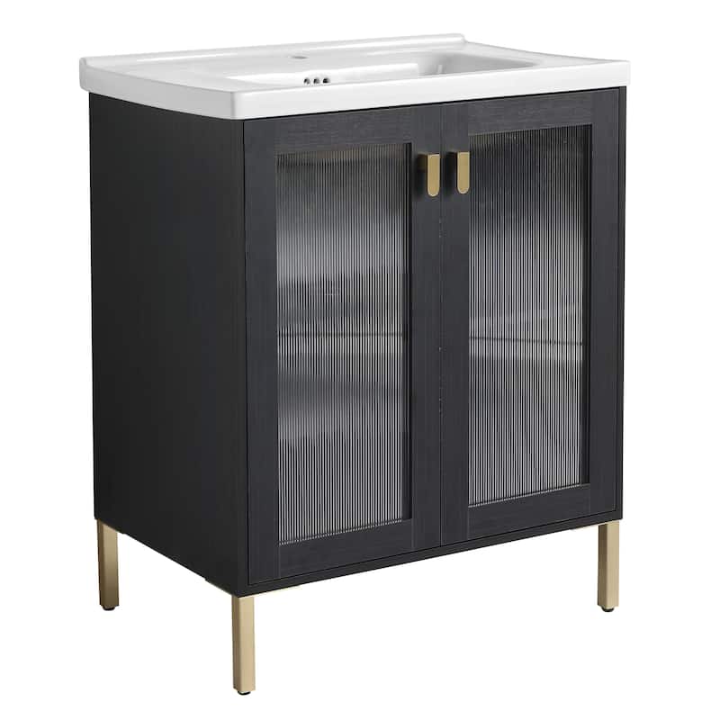 GDFStudio - Eliana Modern Freestanding Bathroom Vanity with Soft-Close Doors and Ceramic Sink