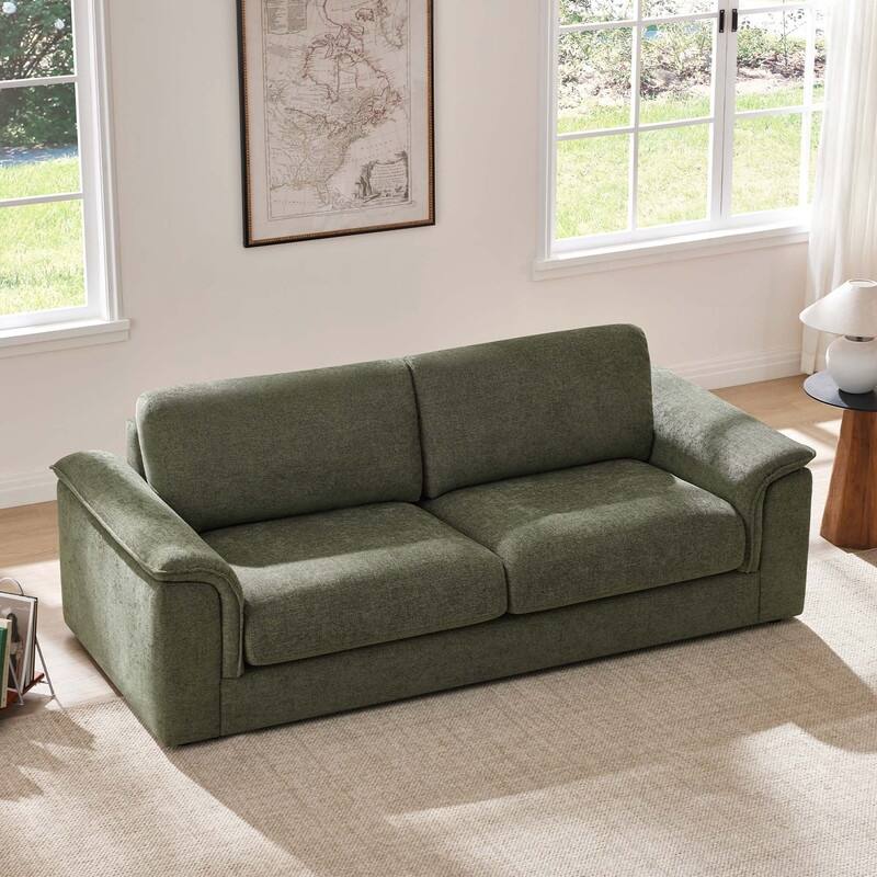 Spruce & Spring Upholstered Curved 3 Seat Sofa for Living Room