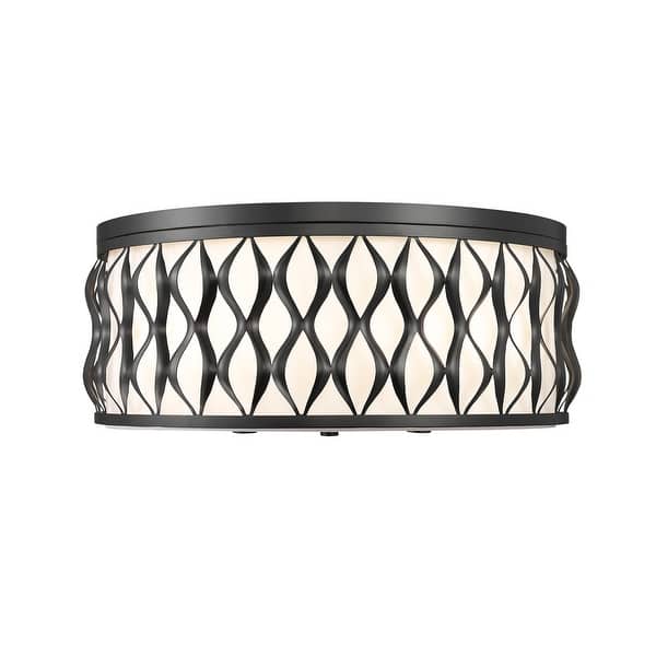 slide 2 of 10, Z-Lite 1948F20 Harden 5 Light 21" Wide Flush Mount Drum Ceiling Matte Black