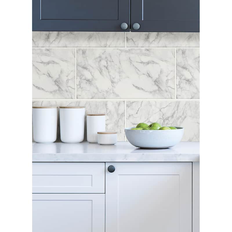 InHome Grey Mila Marble Peel & Stick Rolled Backsplash