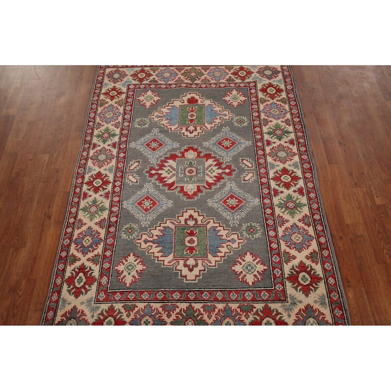 Traditional Kazak Foyer Rug Handmade Wool Carpet - 4'0" x 5'11"
