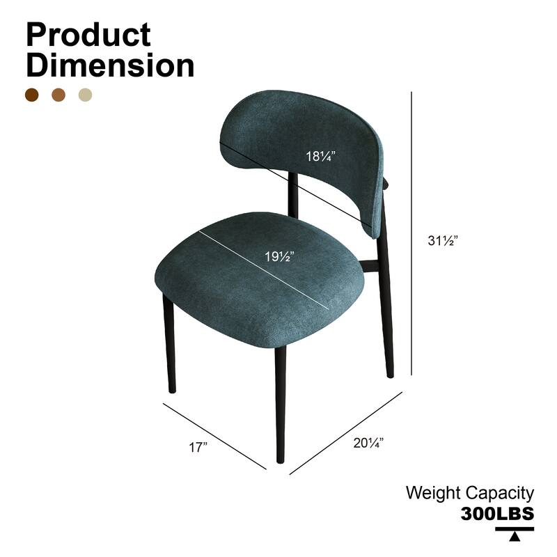 Vibe Upholstered Dining Chair with Black Metal Legs (Set of 6)