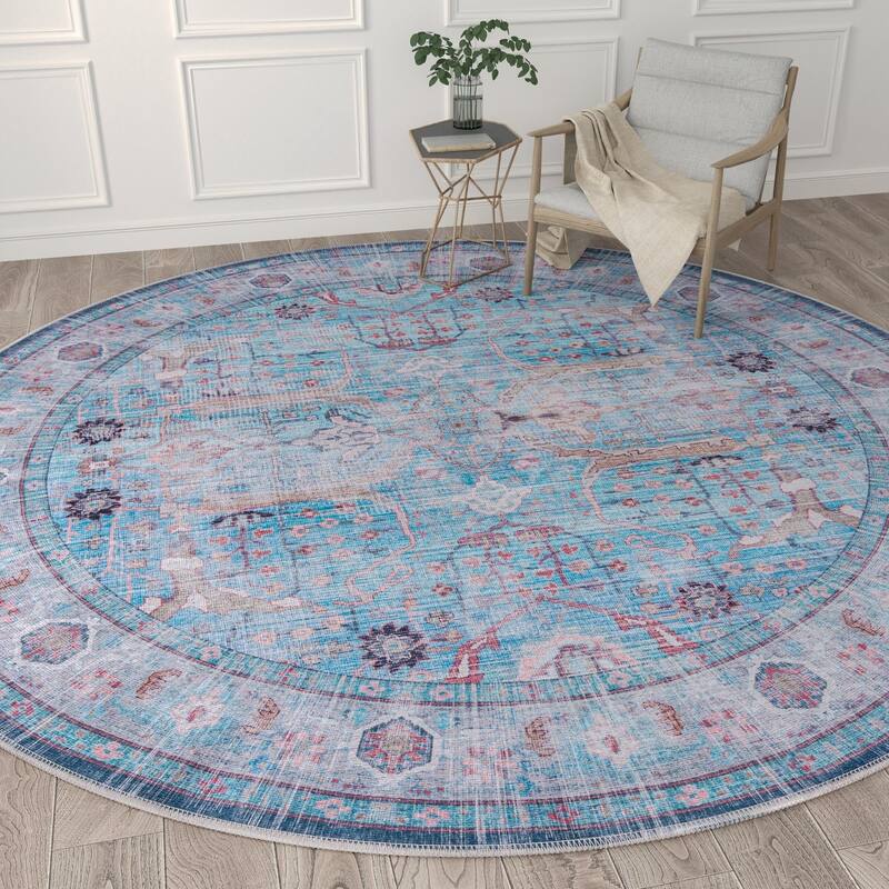Contemporary Glane Collection Area Rug - 10'6" Round - Blue