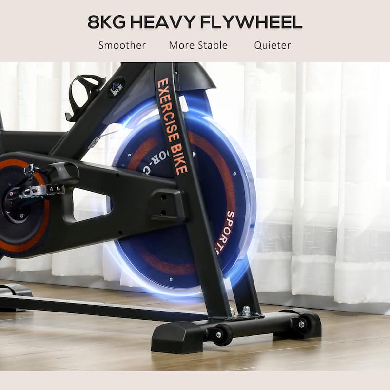 Soozier Exercise Bike, Flywheel Indoor Stationary Bike, Adjustable Height and Resistance, with LCD Monitor, 264 lbs. Black&Red