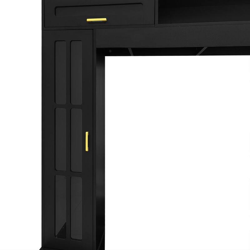 98.4" Wall Unit Entertainment Center with Bookshelves for TVs up to 80", Modern TV Stand Media Console with Cabinets