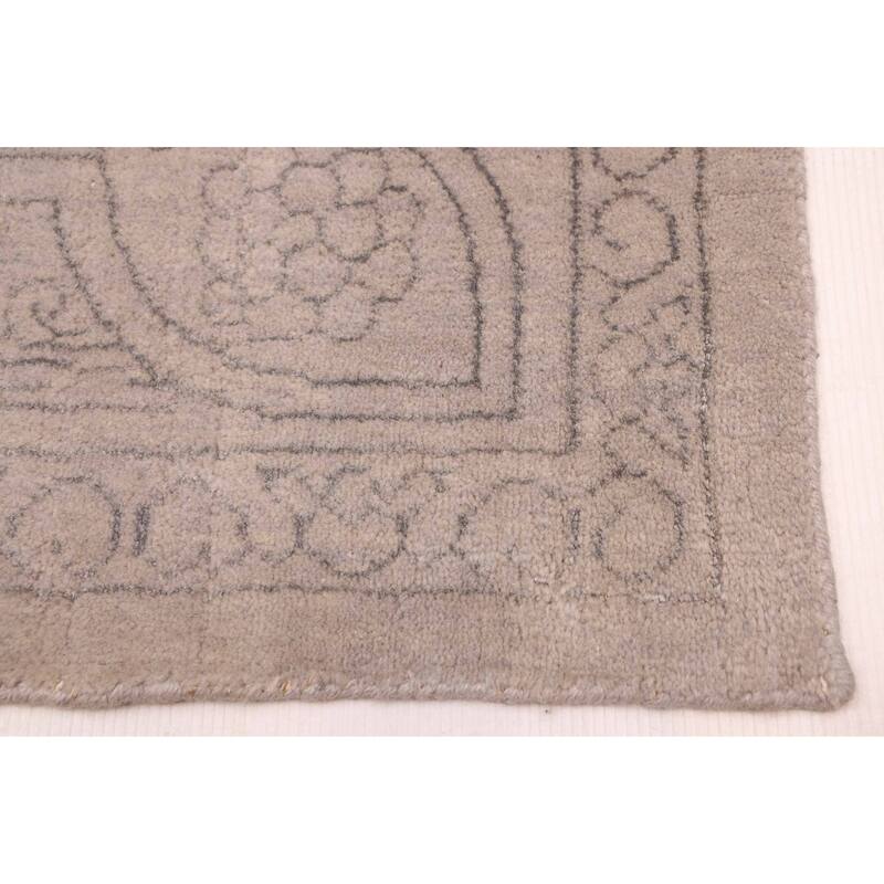 ECARPETGALLERY Hand Loomed Elysian Grey Viscose, Wool Rug - 6'6 x 9'10