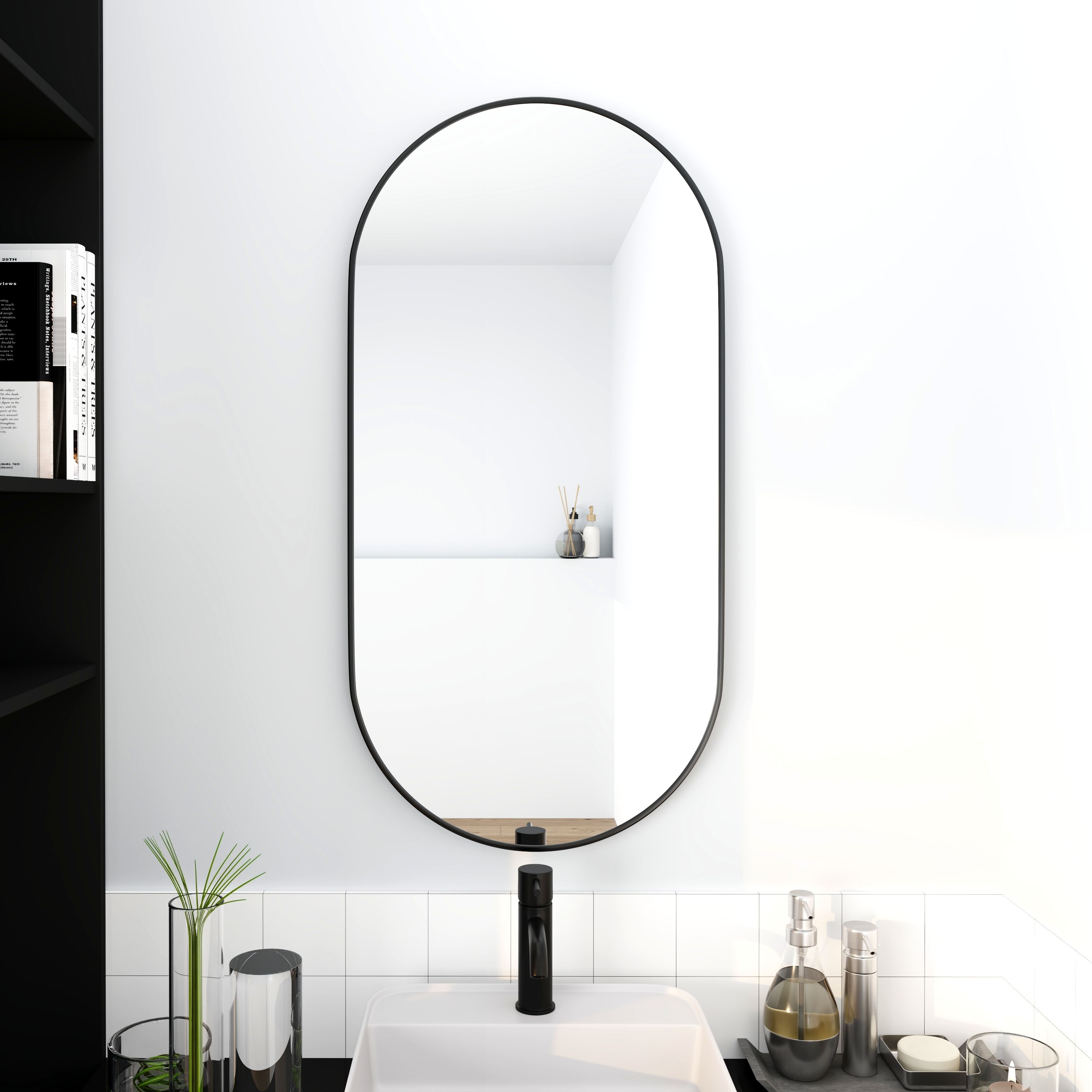 Oval mirrors top for bathroom
