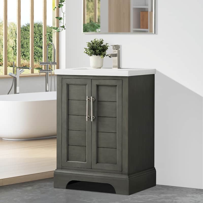 Vanity Art 24" Single Sink Bathroom Vanity with Ceramic Sink & Top