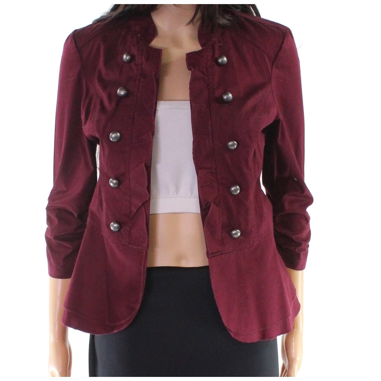 Shop Stoosh Purple Size Small S Junior Button Detail Ruffle Trim Jacket Overstock 27060596