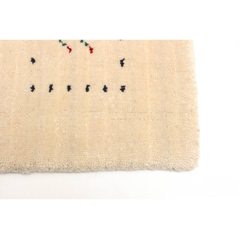 ECARPETGALLERY Hand Loomed Kashkuli Gabbeh Cream Wool Rug - 3'1 x 4'10